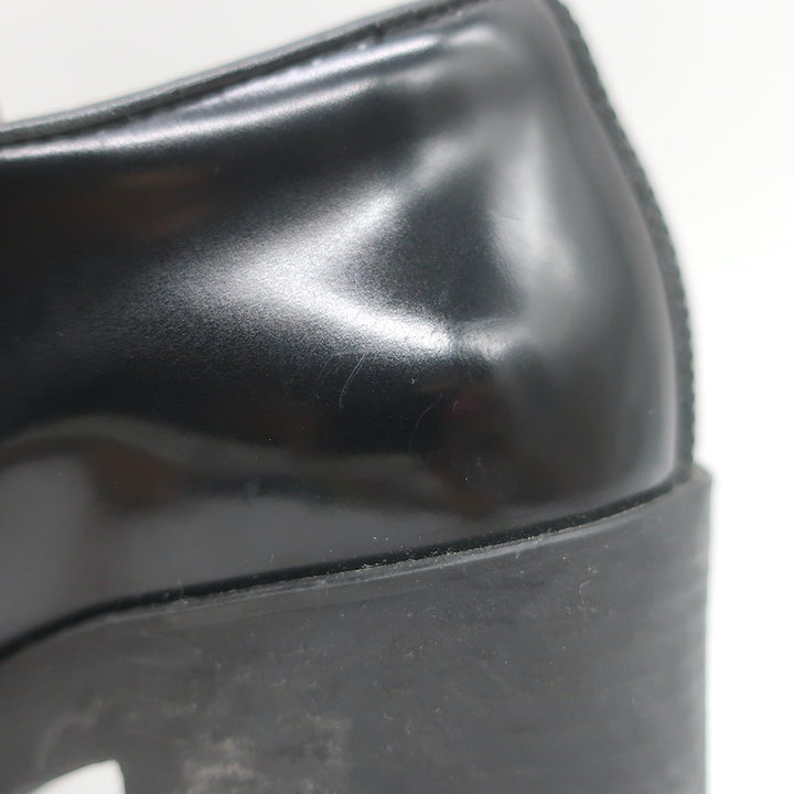 Prada Heeled Lace-Up Loafers Black Brushed Leather Size 37