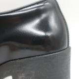 Prada Heeled Lace-Up Loafers Black Brushed Leather Size 37