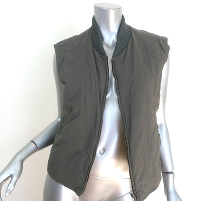 Loro Piana Quilted Puffer Vest Olive Size Small