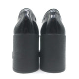 Prada Heeled Lace-Up Loafers Black Brushed Leather Size 37