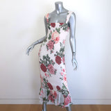 Hemant & Nandita Naaz Smocked Midi Dress White Floral Print Size Small
