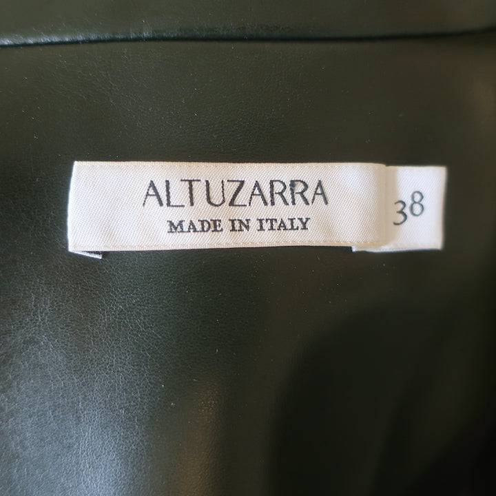 Altuzarra Faux Leather Biker Jacket Dark Green Size 38