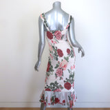 Hemant & Nandita Naaz Smocked Midi Dress White Floral Print Size Small