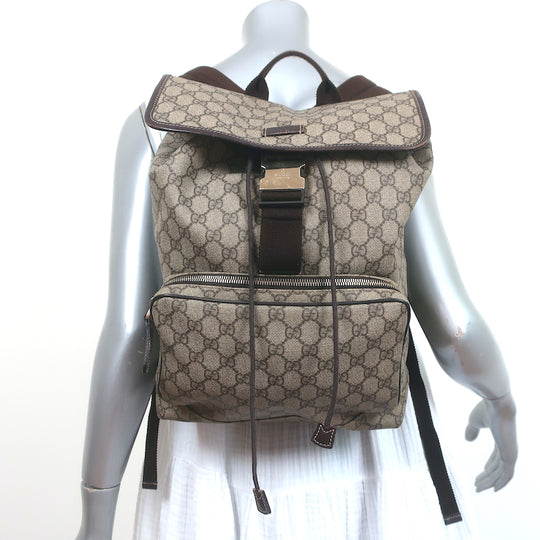 GUCCI GG Monogram Supreme Flap Backpack Bag 246103