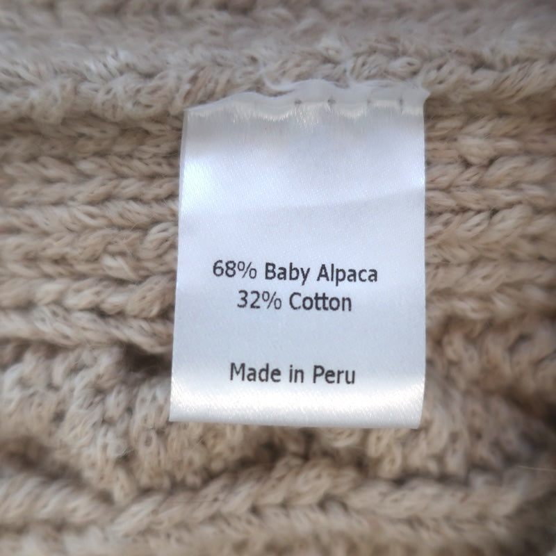 La Ligne Striped-Sleeve Cropped Cable Knit Cardigan Beige Alpaca Size Small