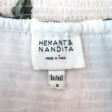 Hemant & Nandita Naaz Smocked Midi Dress White Floral Print Size Small