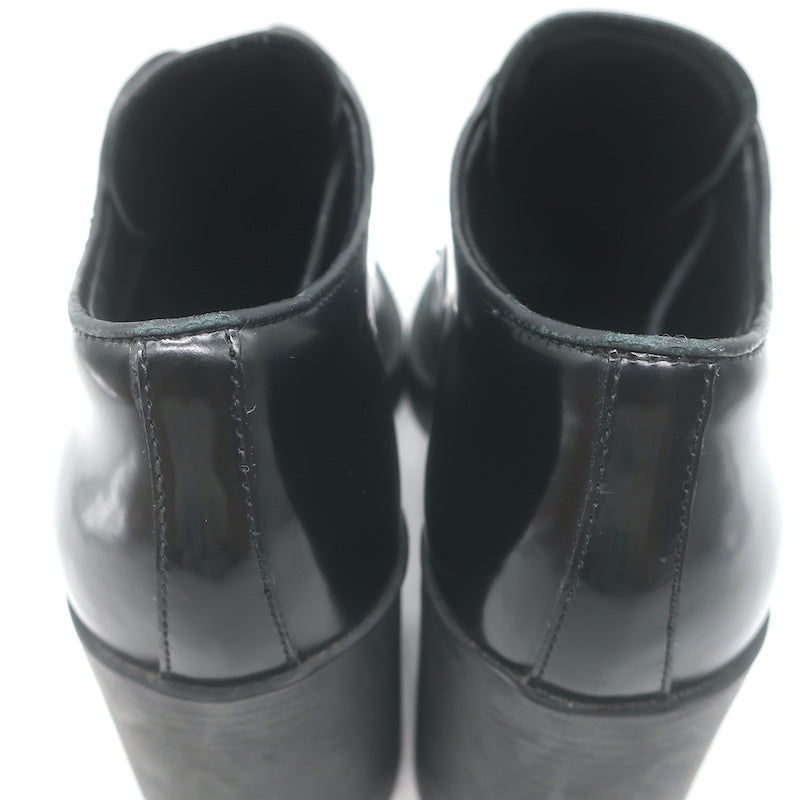 Prada Heeled Lace-Up Loafers Black Brushed Leather Size 37