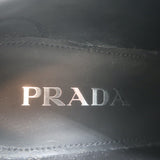 Prada Heeled Lace-Up Loafers Black Brushed Leather Size 37