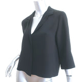 Peter Cohen Frolic Top Black Silk Size Small 3/4 Sleeve Collared Blouse