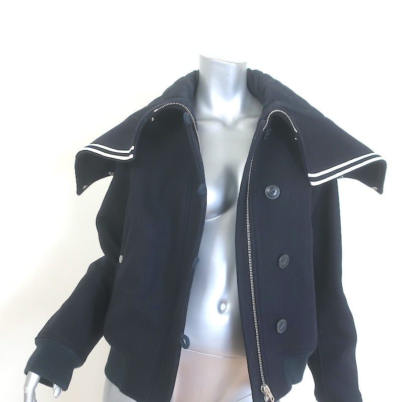 Rag &amp; Bone Kingston Bomber Jacket Navy Virgin Wool Size Medium