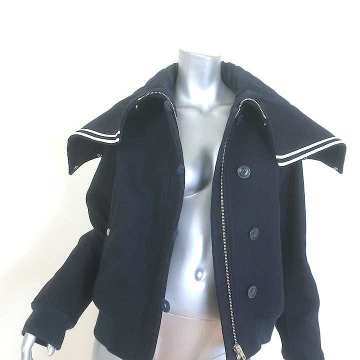 Rag &amp; Bone Kingston Bomber Jacket Navy Virgin Wool Size Medium