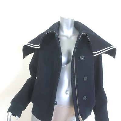 Rag & Bone Kingston Bomber Jacket Navy Virgin Wool Size Medium