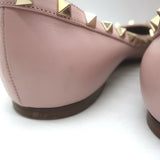Valentino Rockstud pointed-toe flats, powder-pink leather, authentic pre-owned pair with light wear and added rubber soles