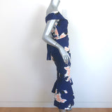 Johanna Ortiz Off the Shoulder Cutout Midi Dress Navy Printed Cotton Size 2