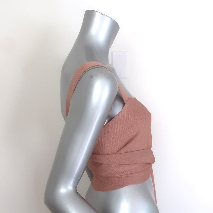 Chloe Tie-Waist Crop Top Misty Coral Stretch Knit Size Medium NEW