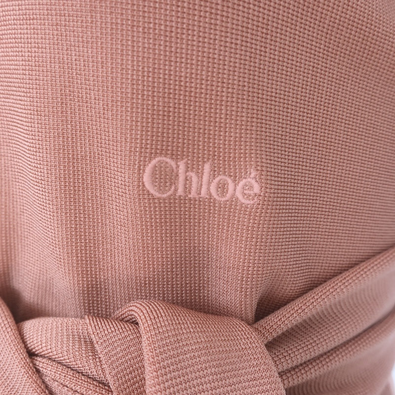 Chloe Tie-Waist Crop Top Misty Coral Stretch Knit Size Medium NEW
