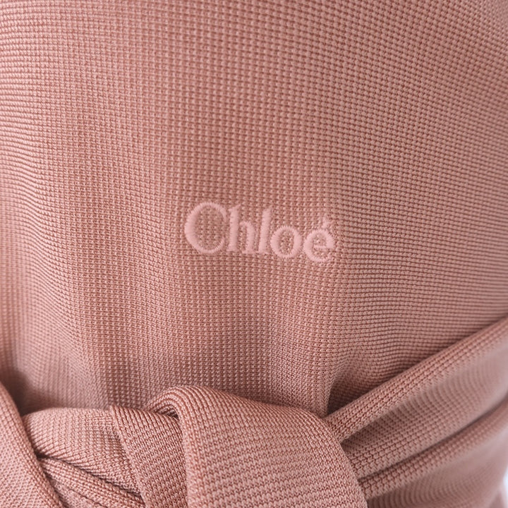 Chloe Tie-Waist Crop Top Misty Coral Stretch Knit Size Medium NEW