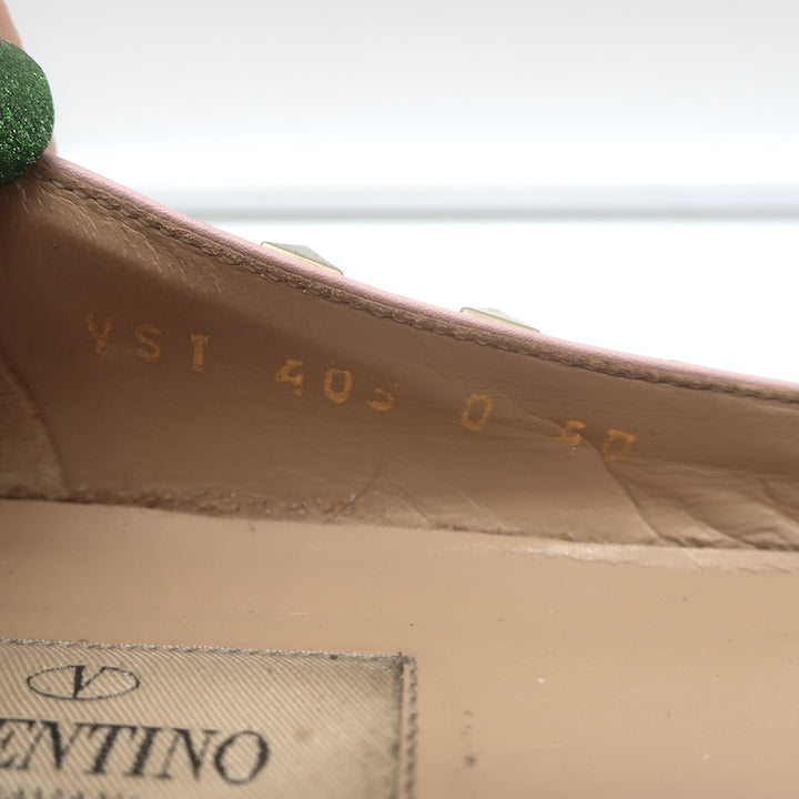 Valentino Rockstud pointed-toe ballet flats in powder pink leather, authentic pre-owned