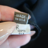 Peter Cohen Frolic Top Black Silk Size Small 3/4 Sleeve Collared Blouse