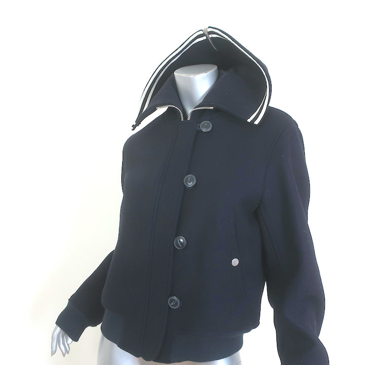 Rag &amp; Bone Kingston Bomber Jacket Navy Virgin Wool Size Medium