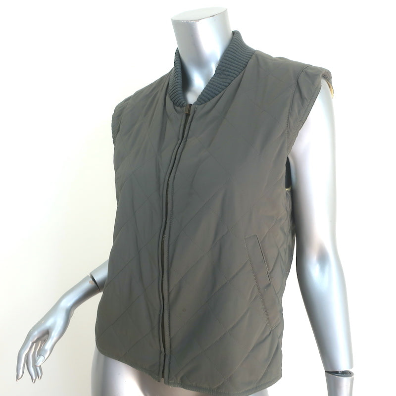 Loro Piana Quilted Puffer Vest Olive Size Small