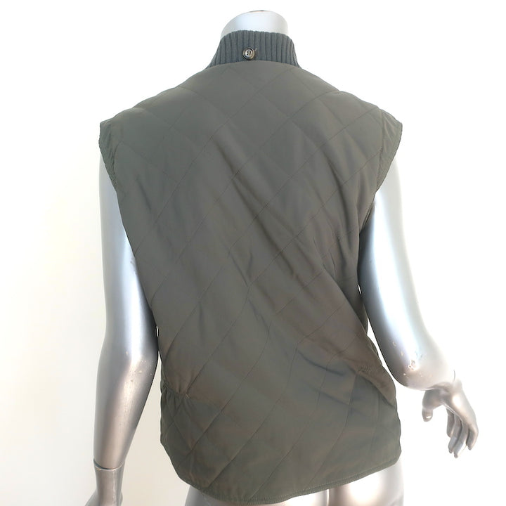 Loro Piana Quilted Puffer Vest Olive Size Small