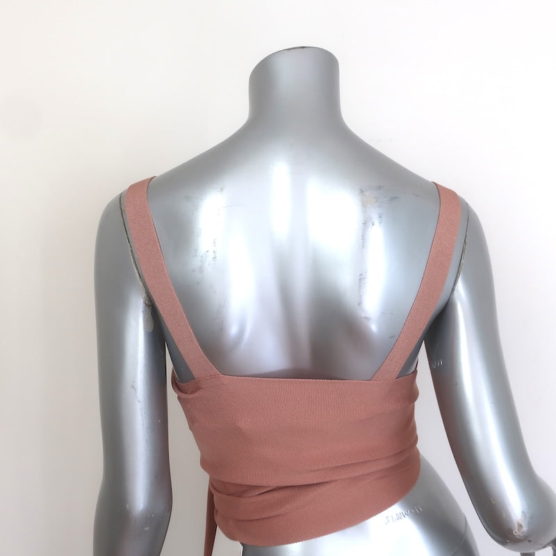Chloe Tie-Waist Crop Top Misty Coral Stretch Knit Size Medium NEW