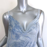 L'Agence Christine Dragon Flocked Velvet Cowl Neck Maxi Dress Blue Size 6 NEW