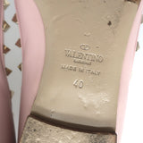 Authentic Valentino Rockstud pointed-toe leather ballet flats in powder pink, pre-owned