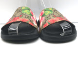 Gucci GG Supreme Blooms Pursuit Pool Slide Sandals Coated Canvas Size 36