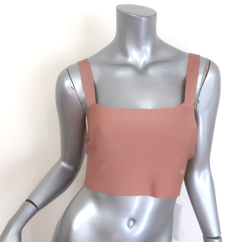 Chloe Tie-Waist Crop Top Misty Coral Stretch Knit Size Medium NEW