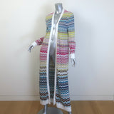 Missoni Zig Zag Knit Duster Cardigan White/Multicolor Cotton-Blend Size 42