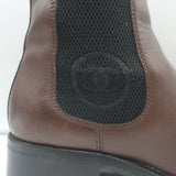 Chanel cap-toe CC Chelsea boots in dark brown leather, authentic pre-owned luxury, EU 40
