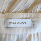 Zimmermann Spliced Mesh Midi Skirt Ivory Pintucked Georgette Size 2