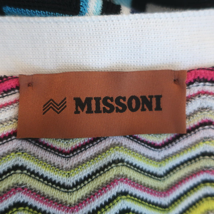 Missoni Zig Zag Knit Duster Cardigan White/Multicolor Cotton-Blend Size 42