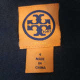 Tory Burch Crystal-Embellished Top Navy Linen Size 4 Sleeveless Blouse