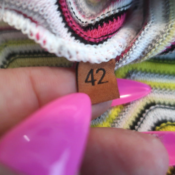 Missoni Zig Zag Knit Duster Cardigan White/Multicolor Cotton-Blend Size 42