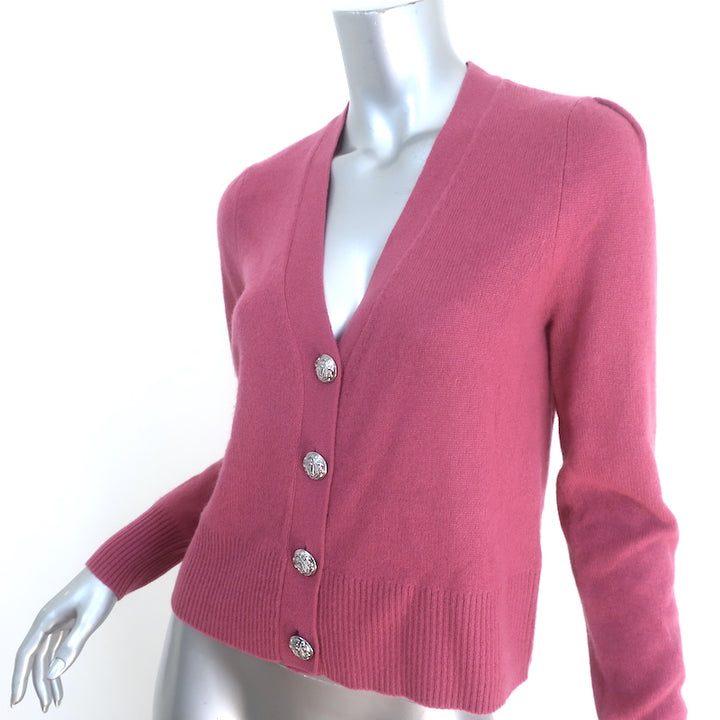 Veronica Beard Solene Cashmere Cardigan Raspberry Size Small V-Neck Sweater