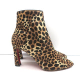 Christian Louboutin So Eleonor Leopard Print Calf Hair Ankle Boots Size 36.5
