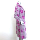 Mint Designs Plaid Double Breasted Coat Light Gray/Fuchsia Size Large