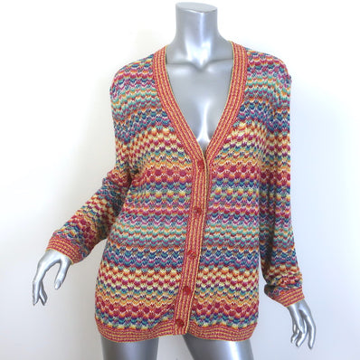 Missoni Rainbow Knit Cardigan Multicolor Cotton-Blend Size 48