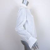 Chanel Eyelet-Embroidered Collared Blouse White Cotton Size 36 Long Sleeve Top