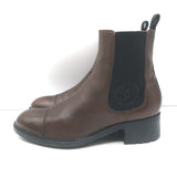 Authentic Chanel cap-toe CC Chelsea boots in dark brown leather, size 40, pre-owned luxury