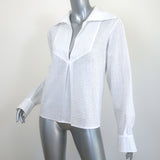 Chanel Eyelet-Embroidered Collared Blouse White Cotton Size 36 Long Sleeve Top