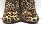 Christian Louboutin So Eleonor Leopard Print Calf Hair Ankle Boots Size 36.5