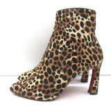Christian Louboutin So Eleonor Leopard Print Calf Hair Ankle Boots Size 36.5