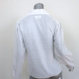 Chanel Eyelet-Embroidered Collared Blouse White Cotton Size 36 Long Sleeve Top