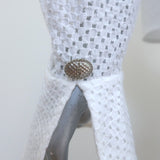 Chanel Eyelet-Embroidered Collared Blouse White Cotton Size 36 Long Sleeve Top