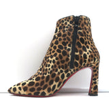 Christian Louboutin So Eleonor Leopard Print Calf Hair Ankle Boots Size 36.5