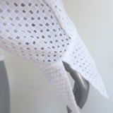 Chanel Eyelet-Embroidered Collared Blouse White Cotton Size 36 Long Sleeve Top